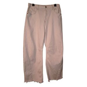 Just Black Denim Light The Seamed Barrel Jeans WHITE Women's Size 30 USA raw hem